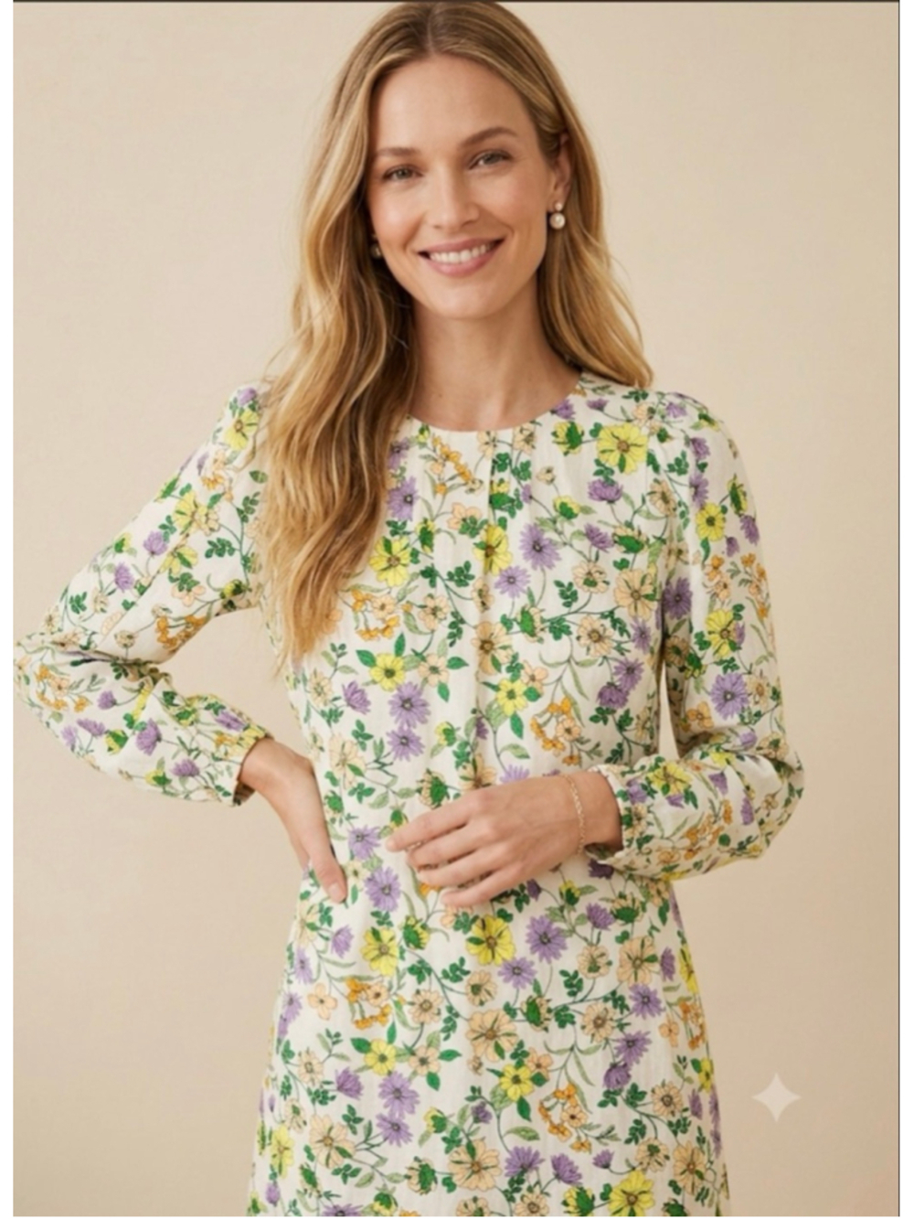 NWT LOFT White Floral Long Sleeve Dress Size 4